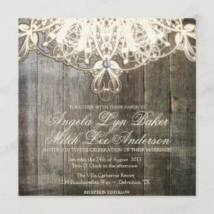 Dentelle de pays et faire-part de mariage rustique