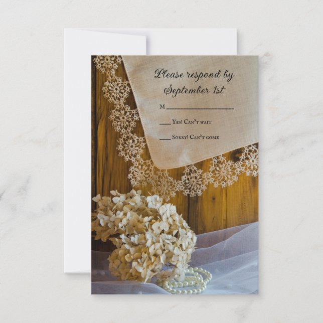 Dentelle de pays et fleurs Grange Mariage Carte RS (Devant)
