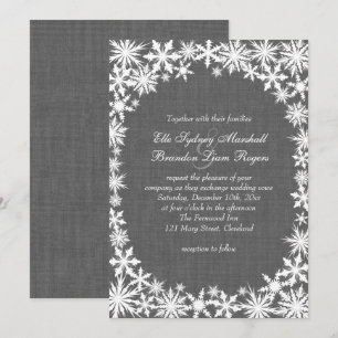 Dentelle d'hiver sur Faire-part de mariage de lin 