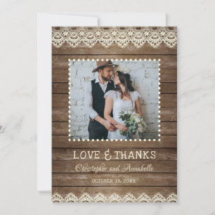 Dentelle en bois rustique Mariage photo Merci