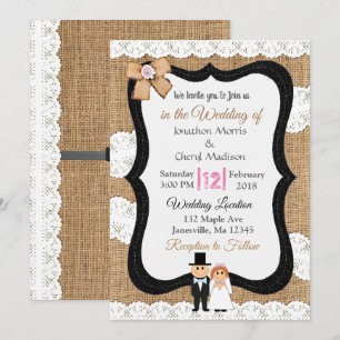 Dentelle et Faire-part de mariage Burlap