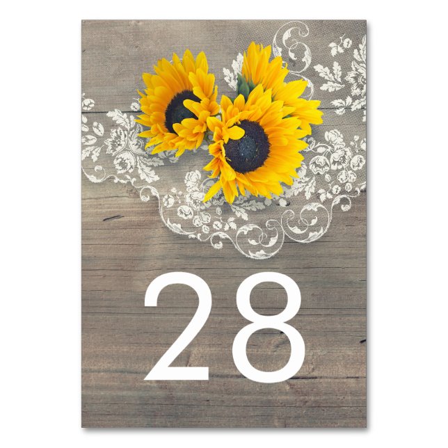 Dentelle et numéro de table de tournesol rustique (Par défaut)