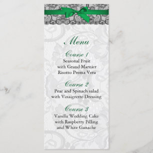 Dentelle et ruban émeraude vert mariage Menu