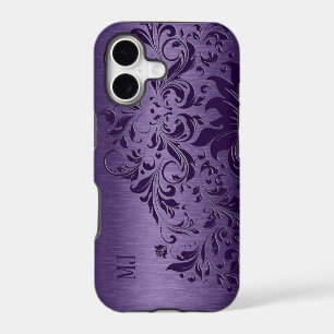 Dentelle Fleurie Violet Métallisé