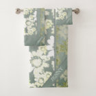 Dentelle florale blanche et grise Monogrammes Serv