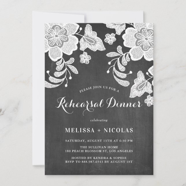 Dentelle florale - Répétition Dîner Invitation (Devant)