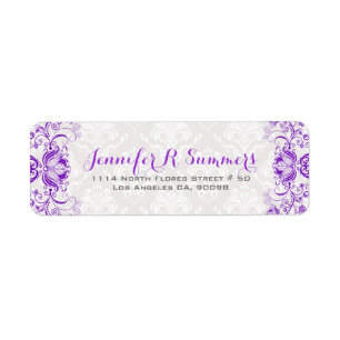 Dentelle florale violet Damas blancs