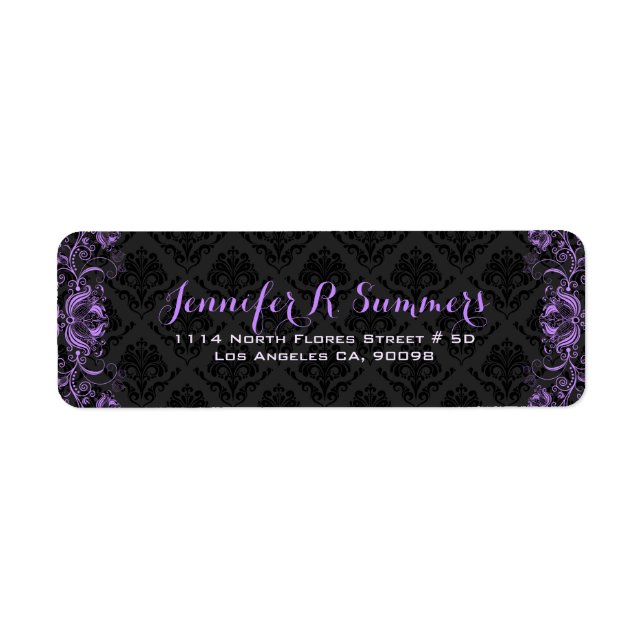 Dentelle florale violet noir Damas (Devant)