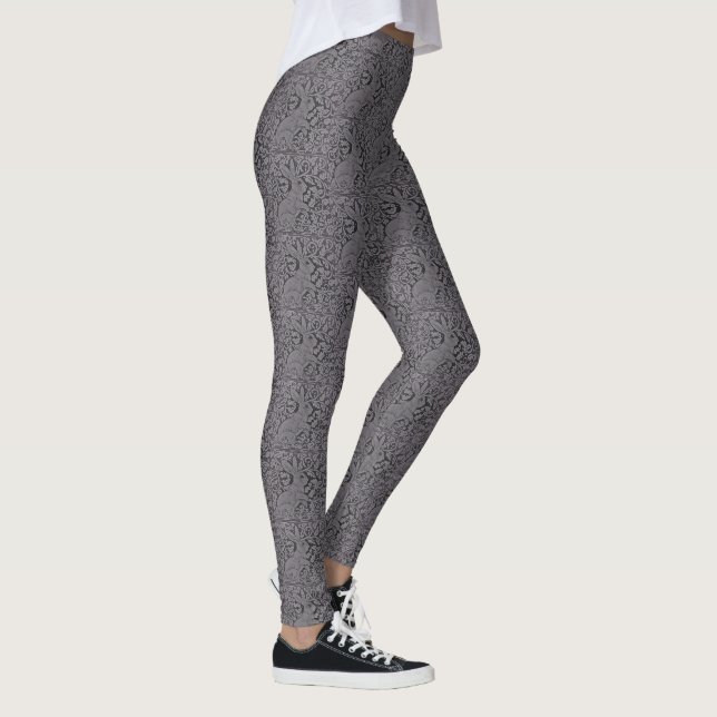 Dentelle Look Gris Lapin Motif Leggings pour femme (Droite)