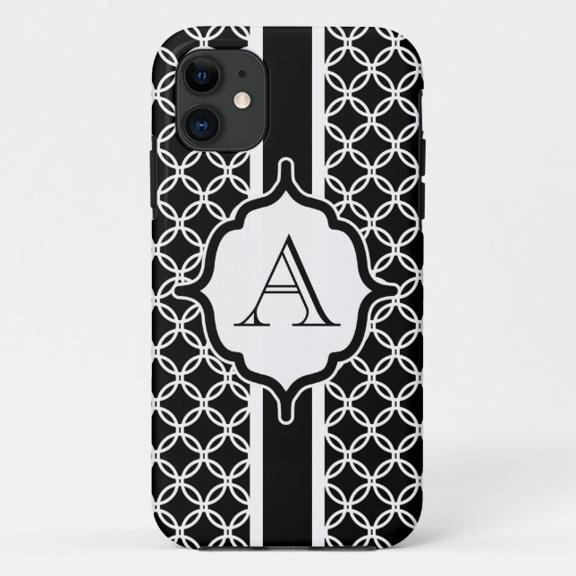 Dentelle noire Monogramme coque iphone Mate (Dos)