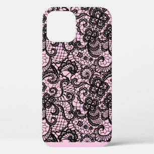 Dentelle Noire Sur coque iphone Coque Rose
