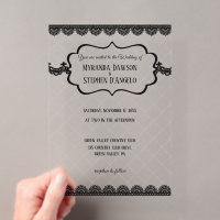 Dentelle noire sur invitation de mariage personnal