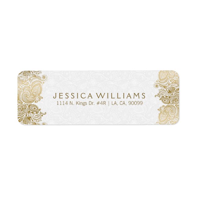 Dentelle Paisley Or En Blanc (Devant)