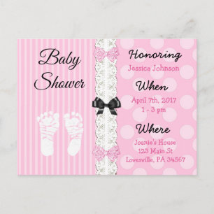 Dentelle rose et invitation Baby shower de la fill
