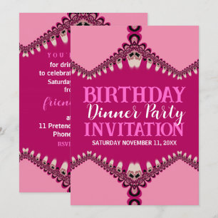 Dentelle rose Tribal Invitations pour le dîner