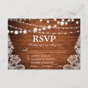 Dentelle RSVP Rustique Mariage avec cordon lumineu