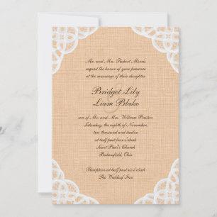 Dentelle rustique et Faire-part de mariage Burlap
