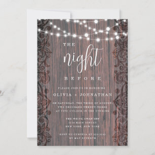 Dentelle Rustique Lights Dîner Invitation
