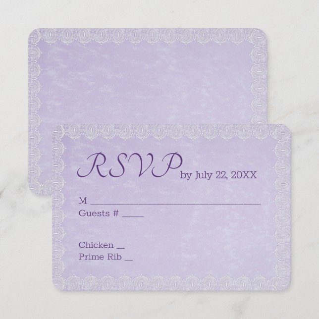 Dentelle sur le Mariage RSVP Lavender (Devant / Derrière)