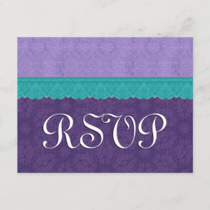 Dentelle Turquoise et violette RSVP Mariage Répons