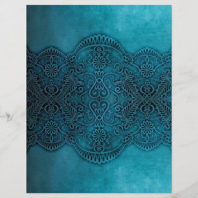 Dentelle Turquoise Grunge Papier d'artisanat de sc (Devant)