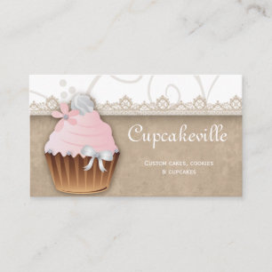 Dentelle Vintage Carte de visite Cupcake