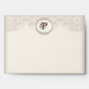 Dentelle vintage de Taupe - enveloppe assortie