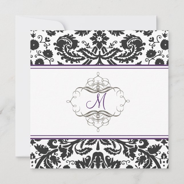 Dentelles baroques damas/violets Invitations (Devant)