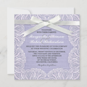 Dentelles blanches et invitations à un mariage de