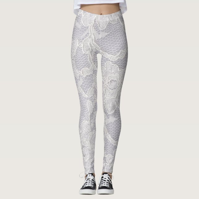 Dentelles blanches Faux Leggings (Devant)