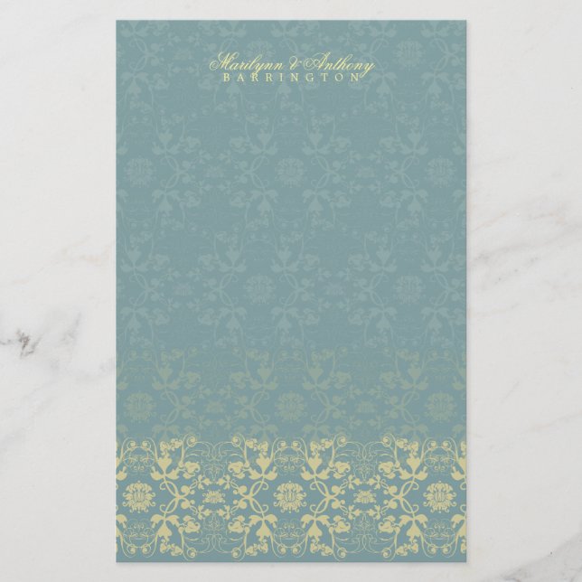 Dentelles Damask Lace Peacock Merci papeterie (Devant)