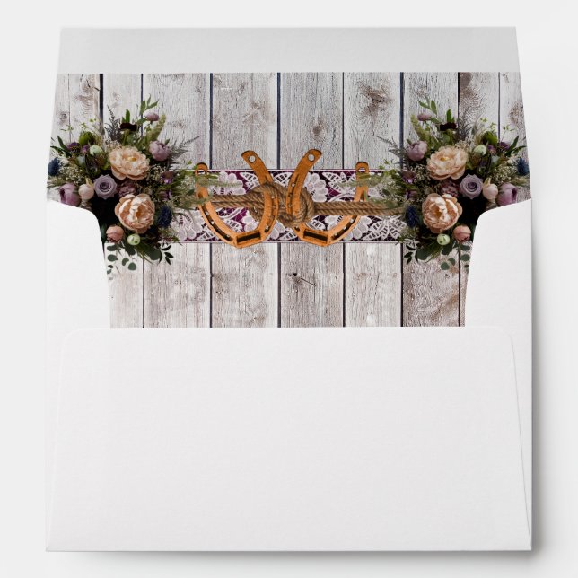 Dentelles et fer à cheval, Enveloppe Mariage viole (Dos (Bas))