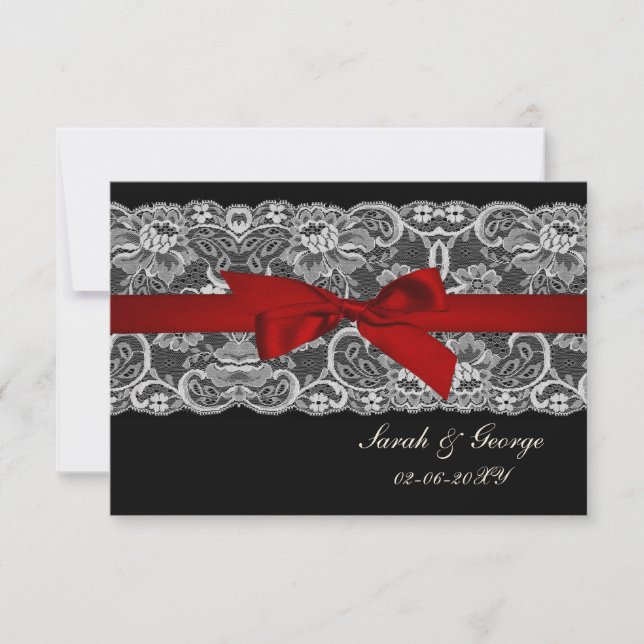 Dentelles et ruban rouge, noir 3,5 x 5 rsvp (Devant)