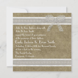 Dentelles rustiques et burlap invitations de maria
