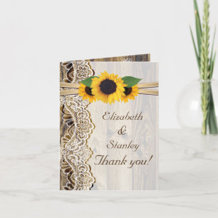 Dentelles, tournesols et Merci mariage en bois