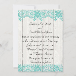 Dentelles Turquoises et Faire-part de mariage rust