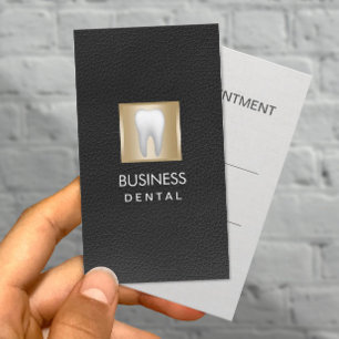 Dentist Appointment Elegant Black Leather Dental Card