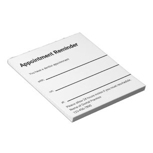 Dentist Appointment Reminder Business Name Phone Notepad