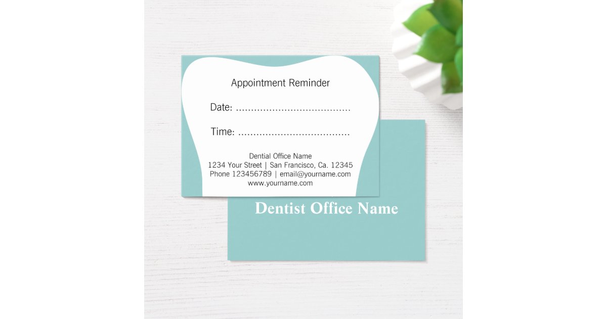 Dentist appointment reminder cards dental office Zazzle