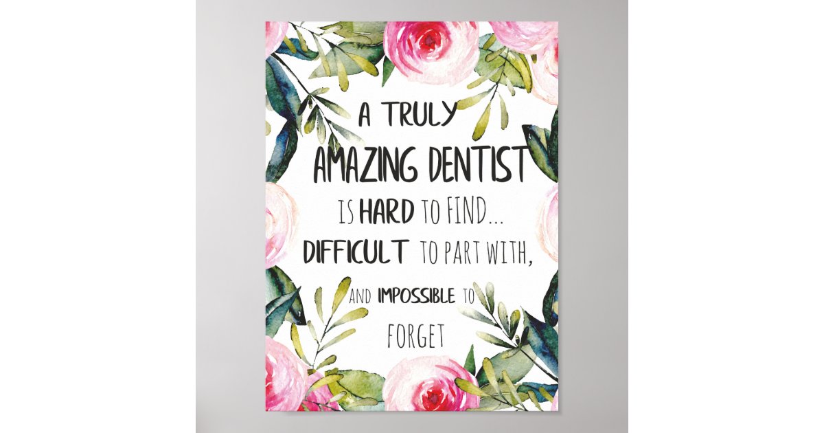 Dentist appreciation Doctor Thank you Gift Quote Poster Zazzle