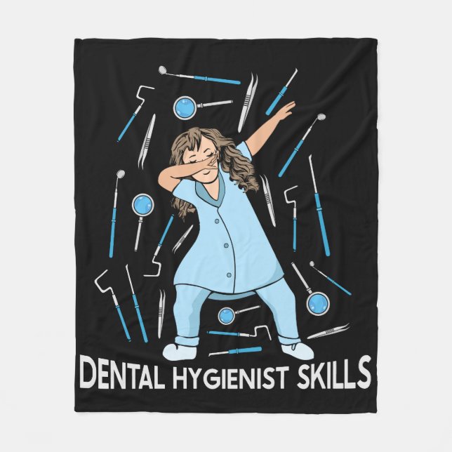 Dentist Assistant Gift Women Dental Hygienist Fleece Blanket (Front)