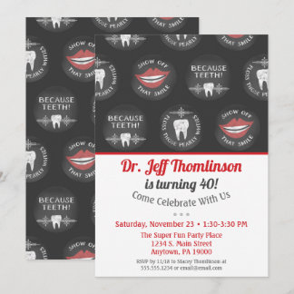 Dentist Birthday Invitation Chalk Dental Party