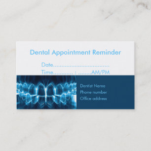 Dentist blue glowing teeth Appointment Reminder Card