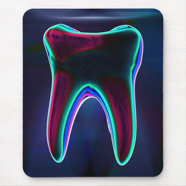 Dentist Blue Glowing Tooth Mousepad (Front)