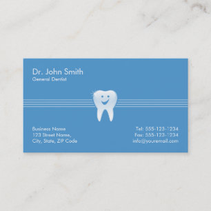Dentist Blue Shiny Smiling Tooth Dental Appointment Card
