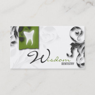 Dentist Business Card Elegant Monogram Green