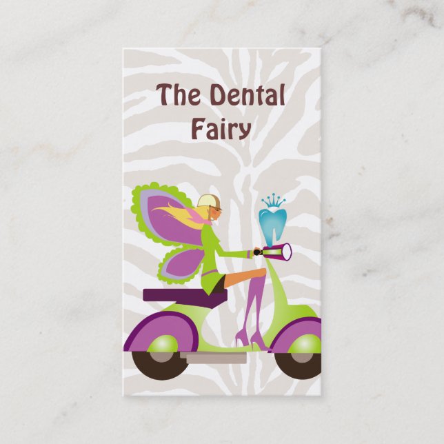 Dentist Business Card Scooter Cute Fairy (Front)