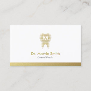 Dentist Business Cards Modern Gold Tooth Dental