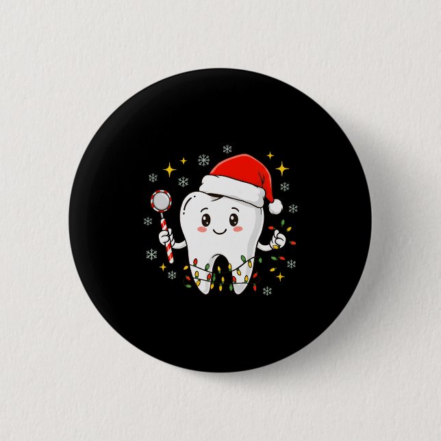 Dentist Christmas Teeth Xmas Lights Funny Dental S 2 Inch Round Button (Front)