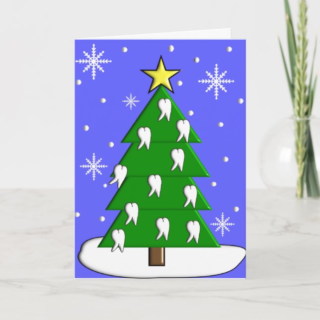 Dentist Christmas Tooth Tree Holiday Card (Front)